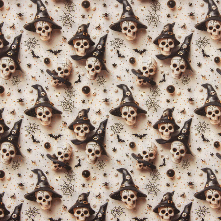 Bedruckte Popeline mit Halloween-Totenköpfen - Ribes y Casals