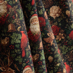 Bedruckte Popeline mit Weihnachtsmotiv: Weihnachtsmann und Kardinäle - Ribes y Casals