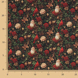 Bedruckte Popeline mit Weihnachtsmotiv: Weihnachtsmann und Kardinäle - Ribes y Casals