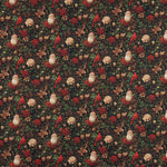 Bedruckte Popeline mit Weihnachtsmotiv: Weihnachtsmann und Kardinäle - Ribes y Casals