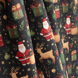 Bedruckte Popeline mit Weihnachtsmotiv: Weihnachtsmann und Rentiere - Ribes y Casals