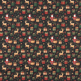 Bedruckte Popeline mit Weihnachtsmotiv: Weihnachtsmann und Rentiere - Ribes y Casals