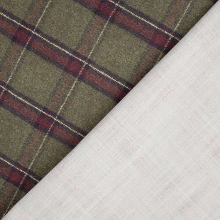 Canvas im Leinenstoff-Look mit Karos im Highlands-Stil, Grün-Khaki - Ribes y Casals