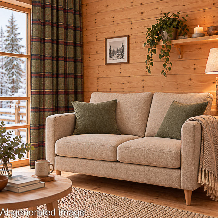 Canvas im Leinenstoff-Look mit Karos im Highlands-Stil, Grün-Khaki - Ribes y Casals