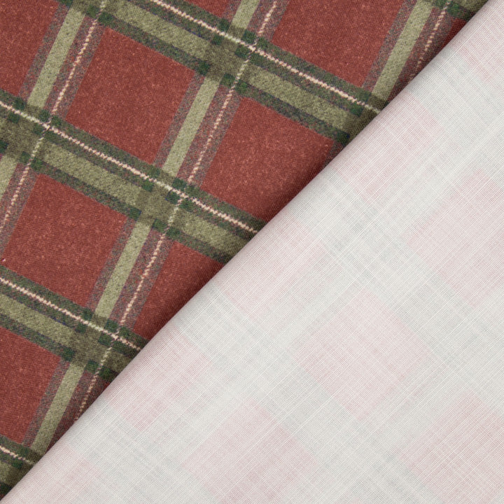 Canvas im Leinenstoff-Look mit Highlands-Karos in Dunkelrot - Ribes y Casals
