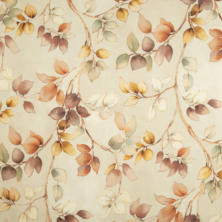Canvas im Leinenstoff-Look mit Blättermuster „Herbstblätter“ Beige - Ribes y Casals