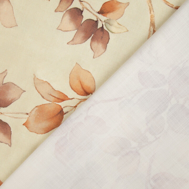 Canvas im Leinenstoff-Look mit Blättermuster „Herbstblätter“ Beige - Ribes y Casals
