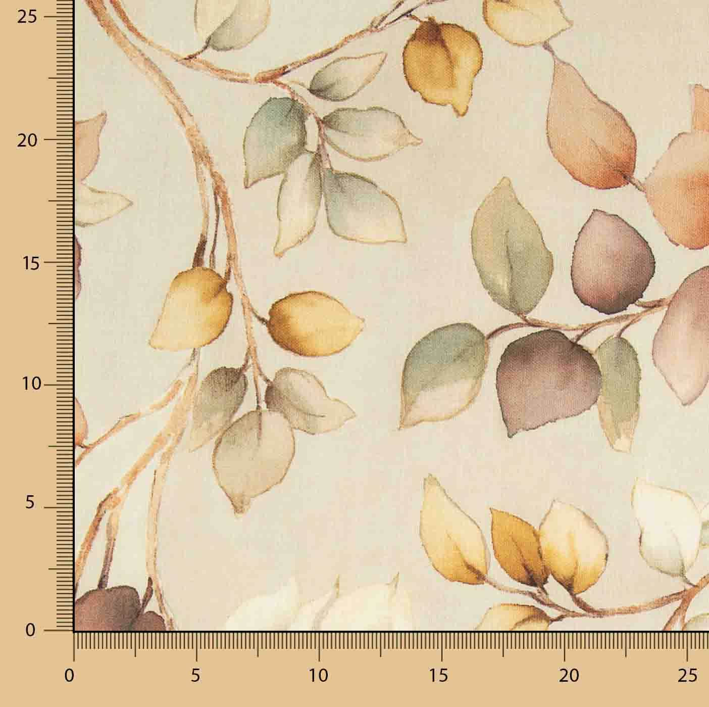Canvas im Leinenstoff-Look mit Blättermuster „Herbstblätter“ Beige - Ribes y Casals