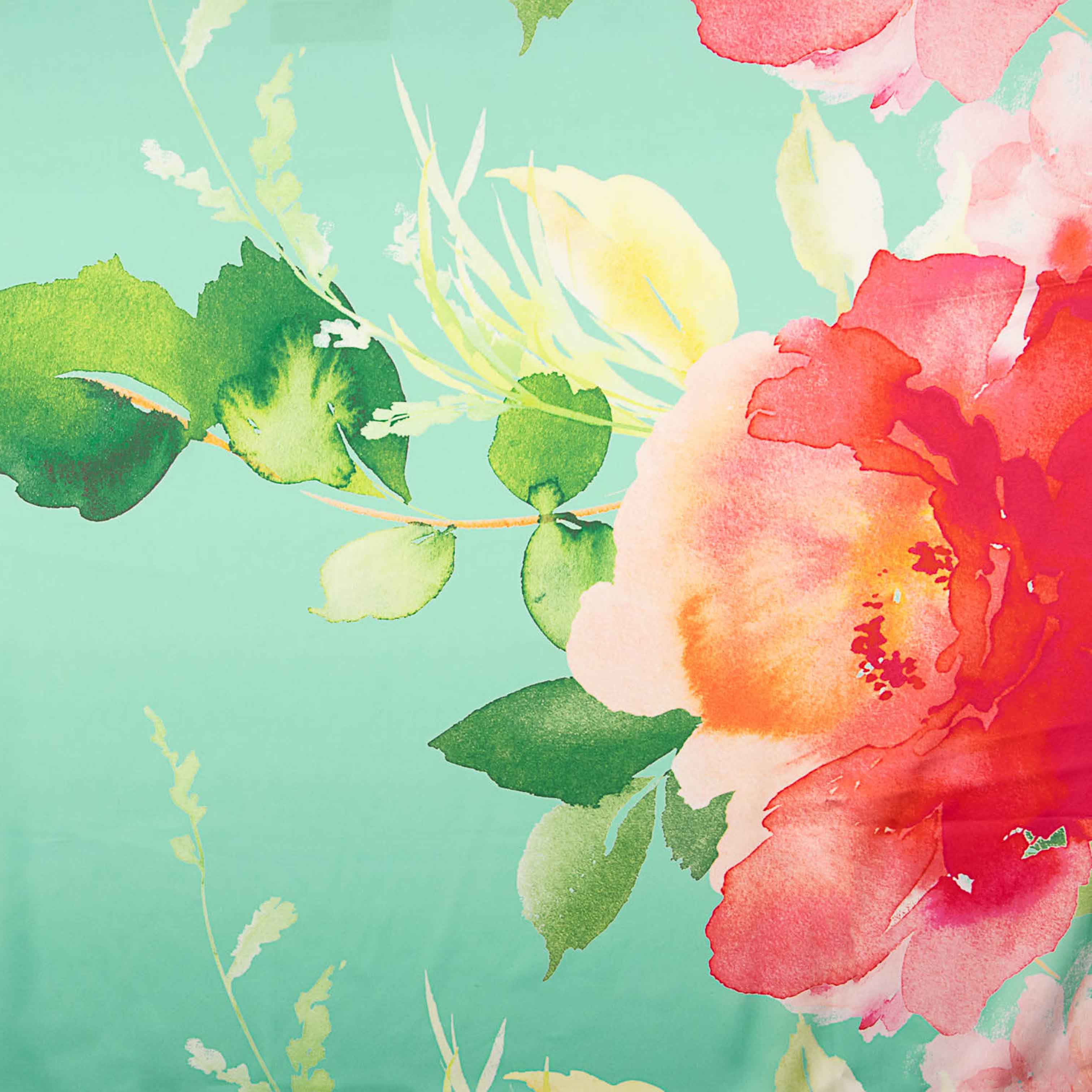 Satin Print Maxi Blume Grün - Ribes y Casals