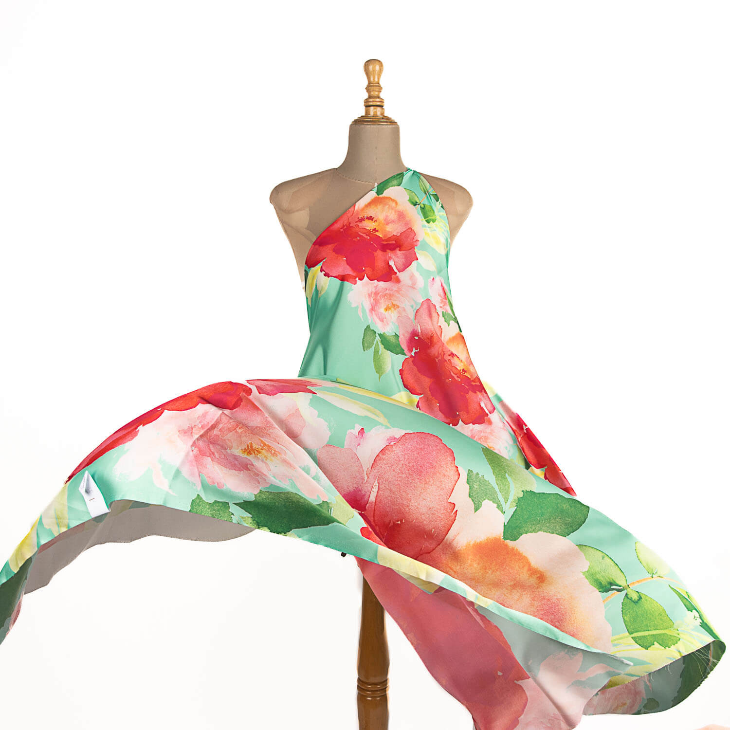 Satin Print Maxi Blume Grün - Ribes y Casals