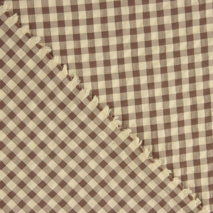 Seersucker mit Vichy-Karomuster in Beige und Braun - Ribes y Casals