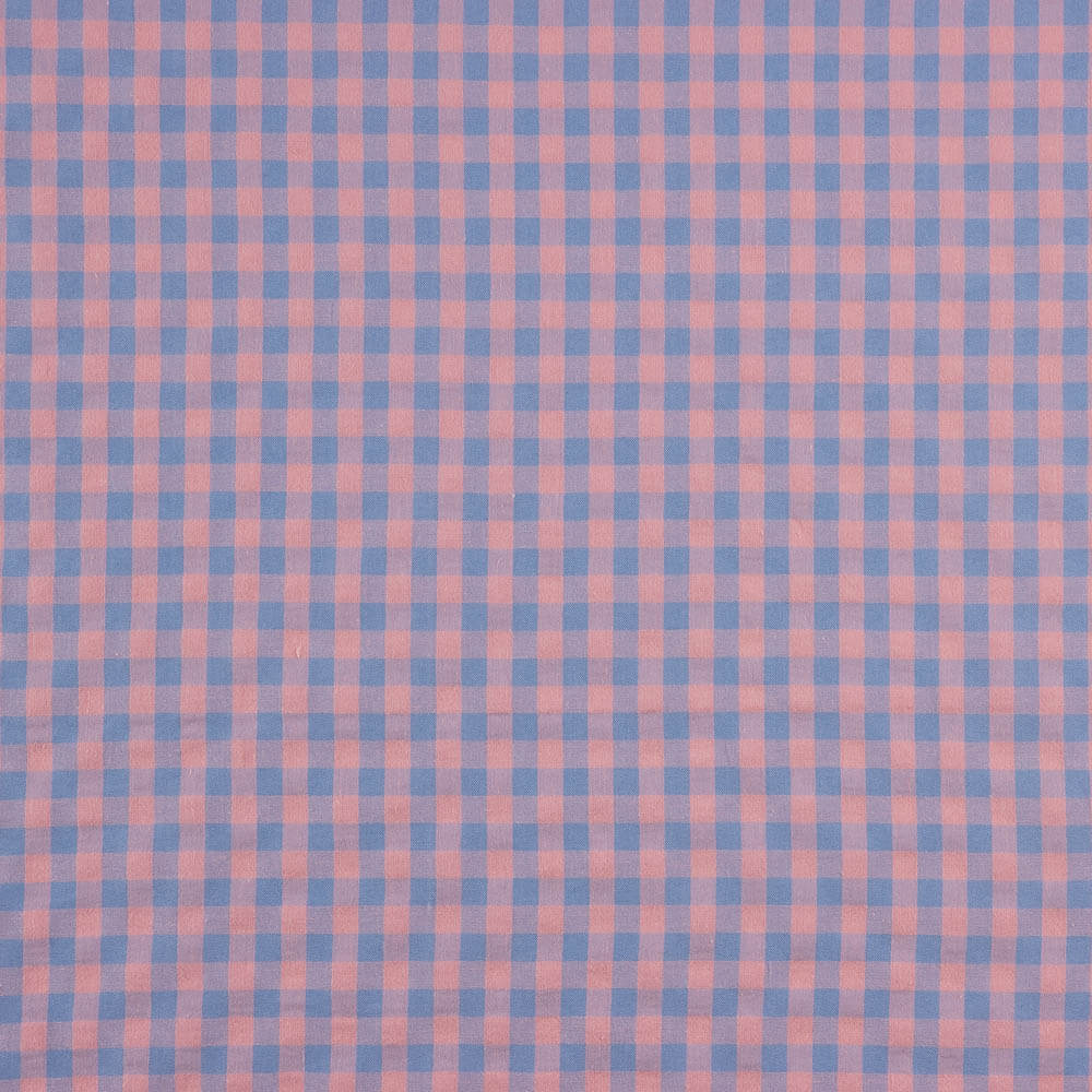 Popeline-Seersucker mit blau-rosa Karos - Ribes y Casals