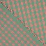 Seersucker-Popeline mit grün-lachsfarbenen Karos - Ribes y Casals