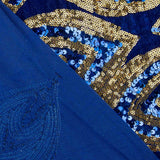 Blauer Samtstrick mit goldenen Pailletten - Ribes y Casals