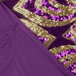 Lila Samtstich mit goldenen Pailletten - Ribes y Casals