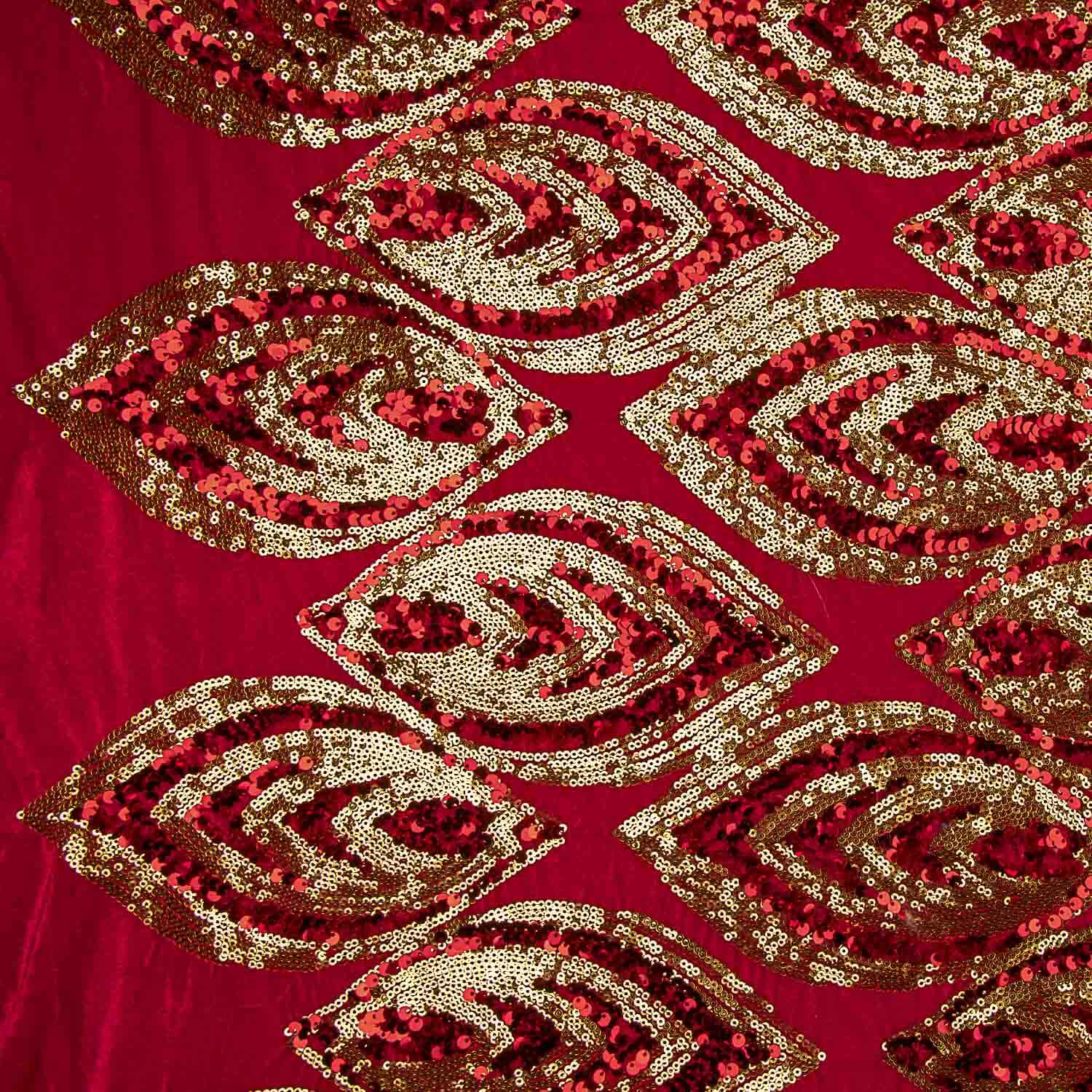 Roter Samtstich mit goldenen Pailletten - Ribes y Casals