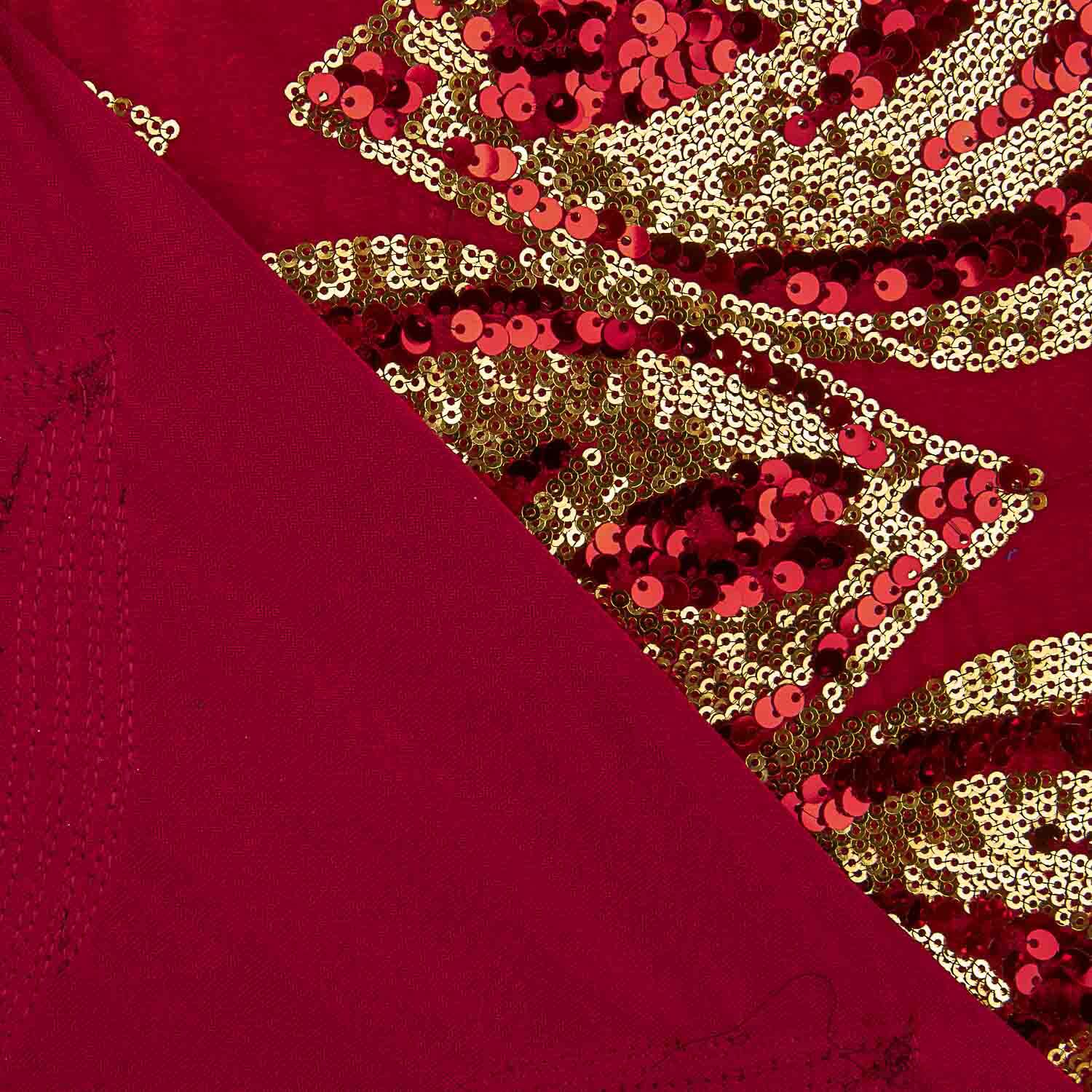 Roter Samtstich mit goldenen Pailletten - Ribes y Casals
