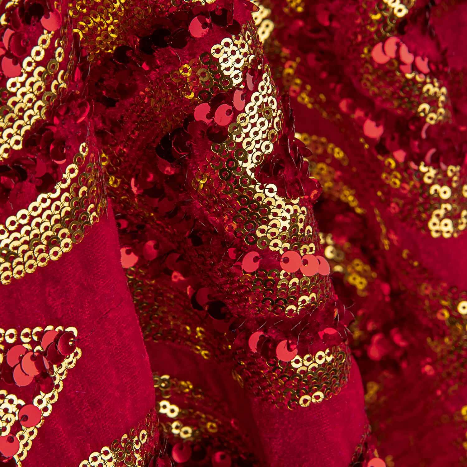 Roter Samtstich mit goldenen Pailletten - Ribes y Casals