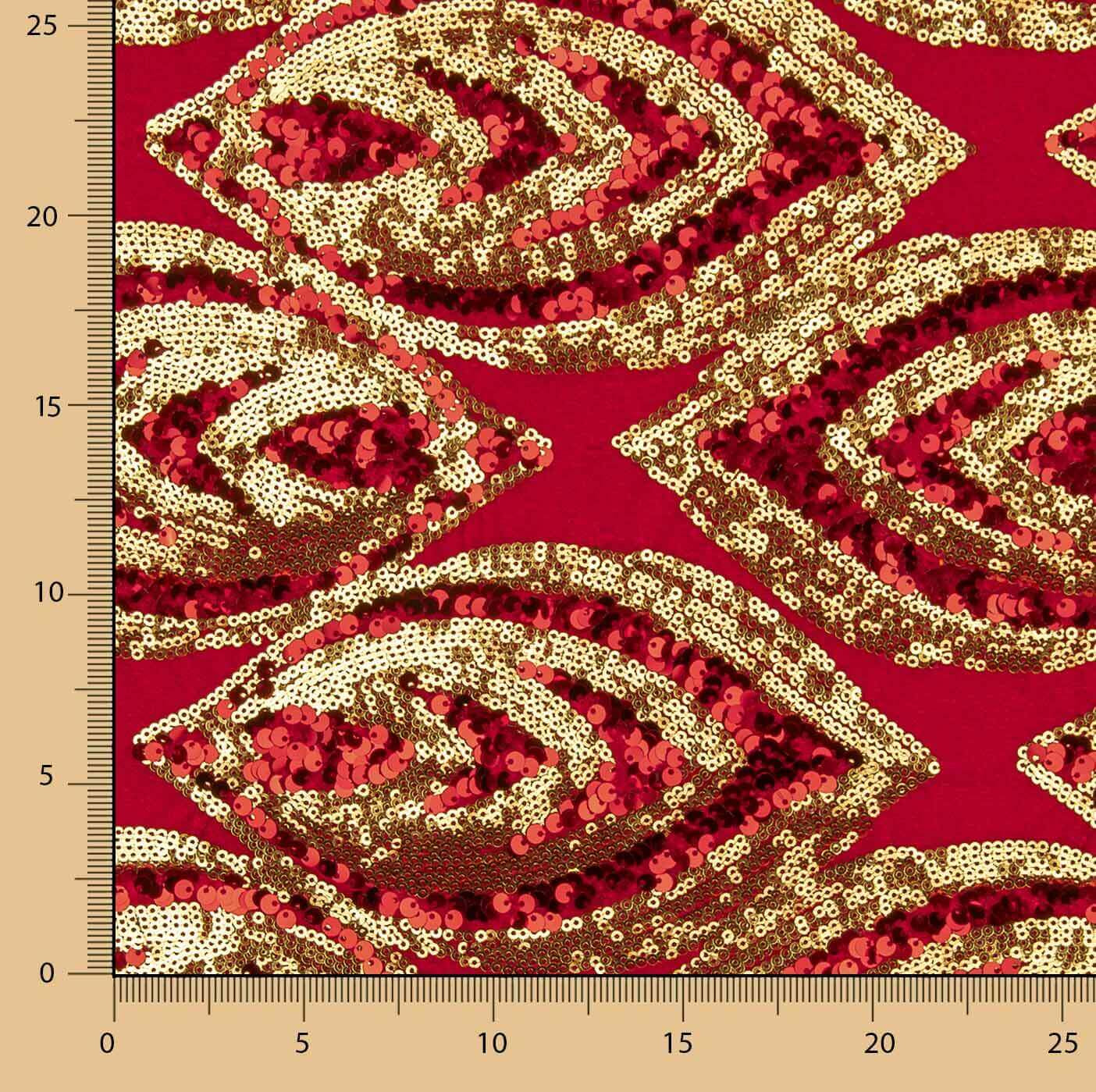 Roter Samtstich mit goldenen Pailletten - Ribes y Casals