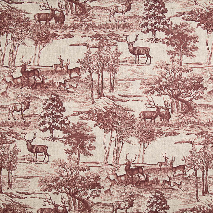 Canvas im Leinenstoff-Look „Bosque de Ciervos“ in Dunkelrot - Ribes y Casals