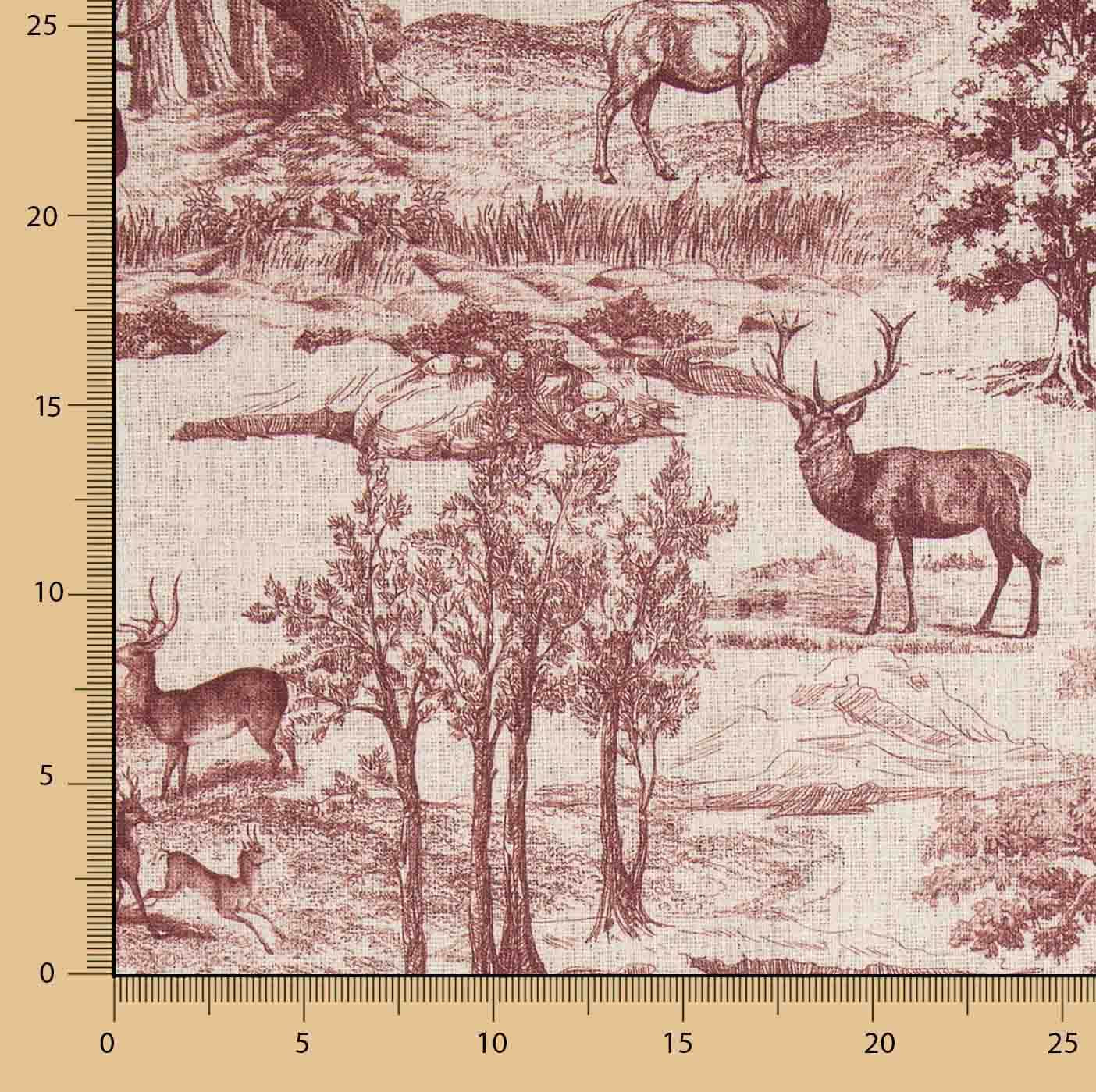Canvas im Leinenstoff-Look „Bosque de Ciervos“ in Dunkelrot - Ribes y Casals