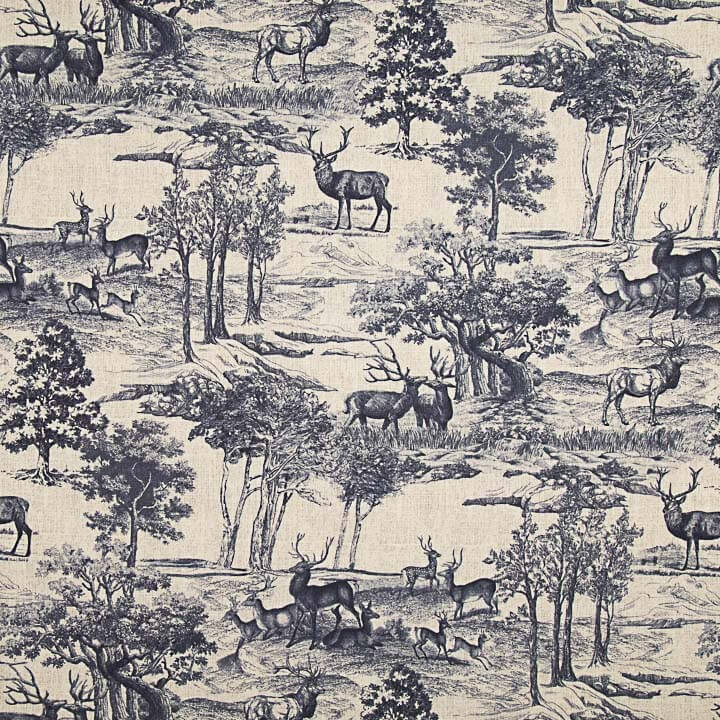 Canvas im Leinenstoff-Look „Bosque de Ciervos“ in Marineblau - Ribes y Casals