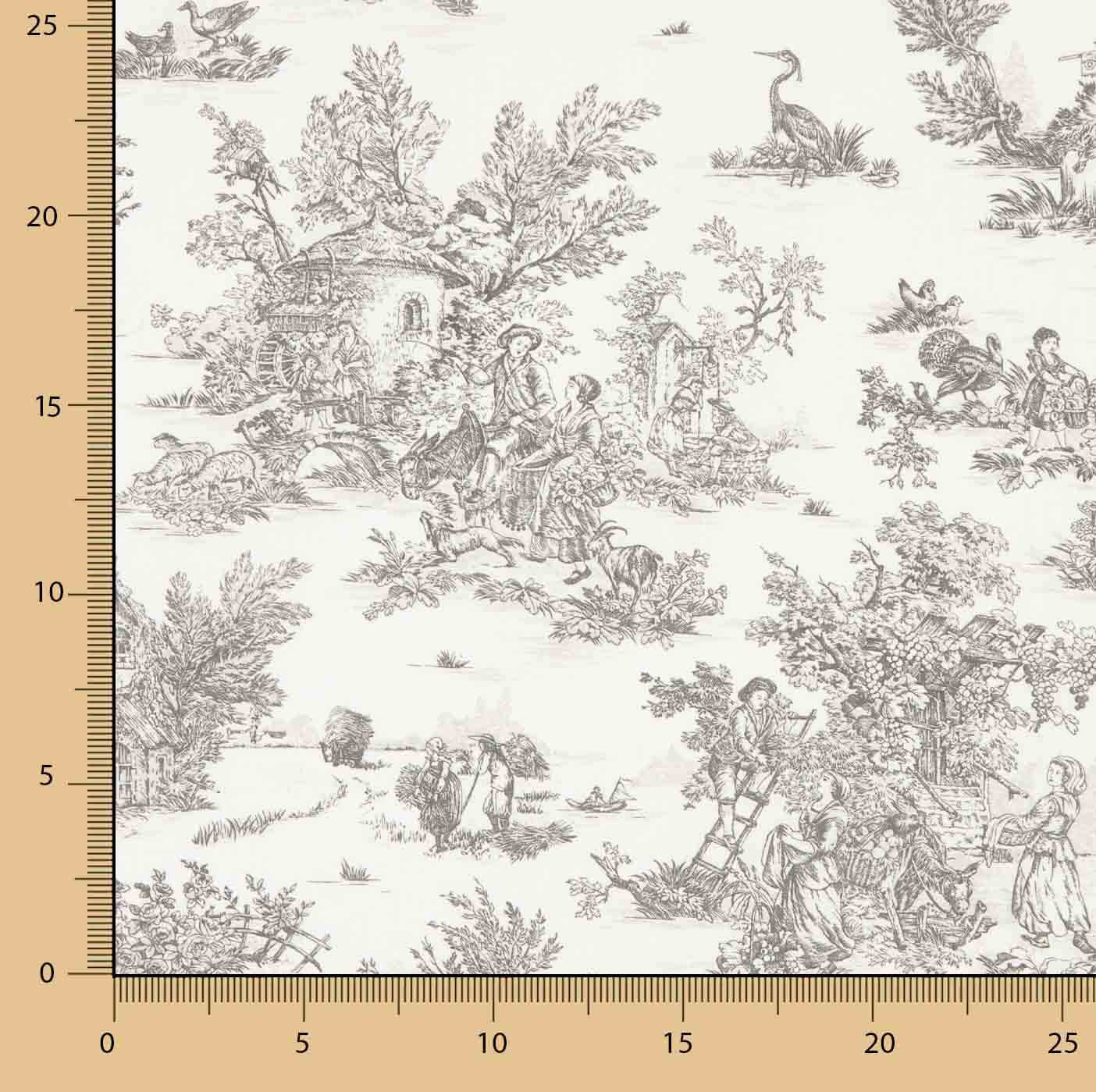 Toile de Jouy Baumwolllaken Grau - Ribes y Casals