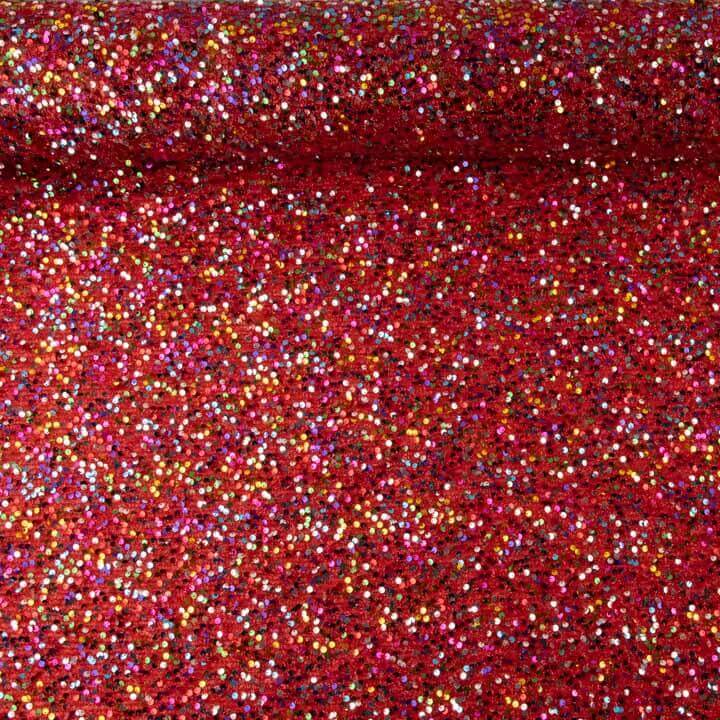 Roter Fantasie-Paillettentüll mit mehrfarbigen Pailletten - Ribes y Casals