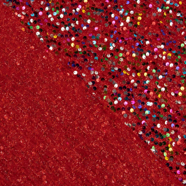 Roter Fantasie-Paillettentüll mit mehrfarbigen Pailletten - Ribes y Casals