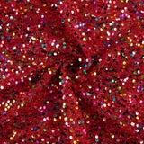 Roter Fantasie-Paillettentüll mit mehrfarbigen Pailletten - Ribes y Casals