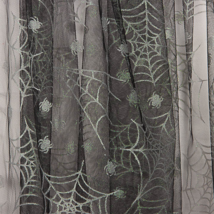Schwarzer Tüll mit silbernen Spinnen – Halloweenmuster - Ribes y Casals