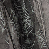 Schwarzer Tüll mit silbernen Spinnen – Halloweenmuster - Ribes y Casals