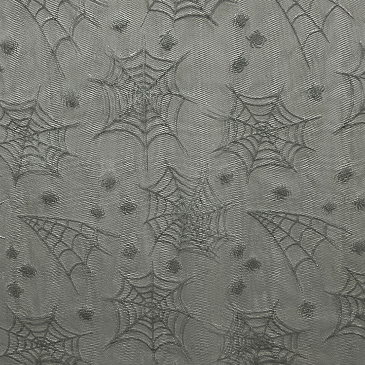 Schwarzer Tüll mit silbernen Spinnen – Halloweenmuster - Ribes y Casals
