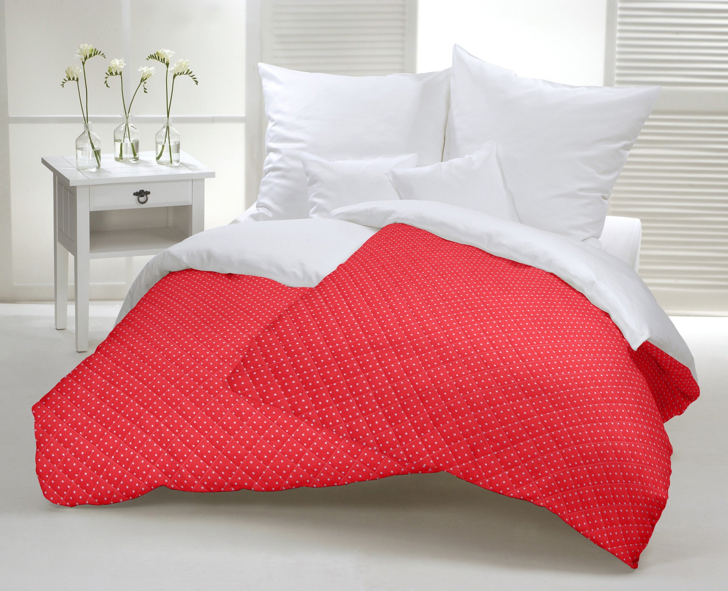 Gesteppte Popeline Steppdecke Polka Dots Rot - Ribes y Casals