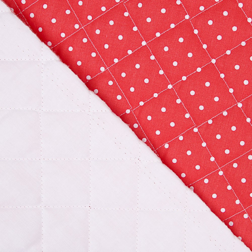 Gesteppte Popeline Steppdecke Polka Dots Rot - Ribes y Casals