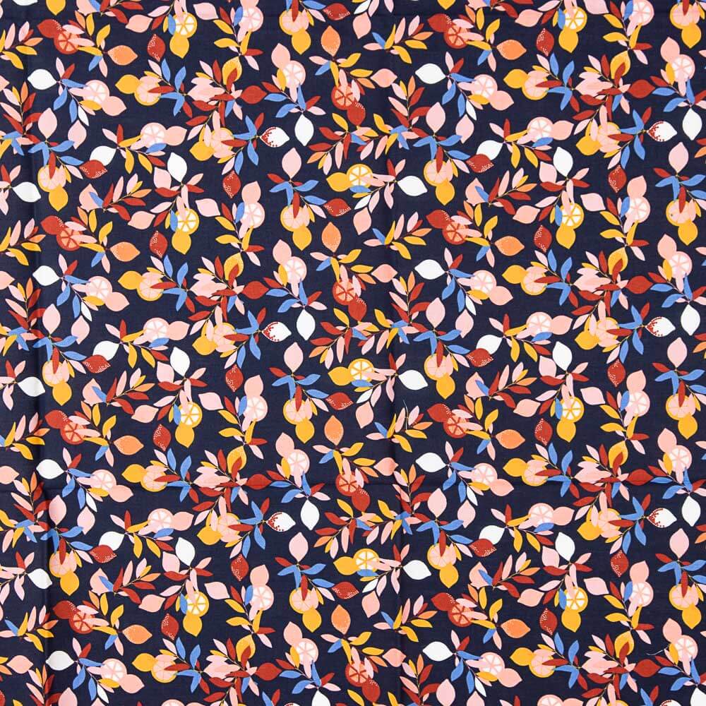 Baumwollpopeline Lemon Cotton Navy - Ribes y Casals