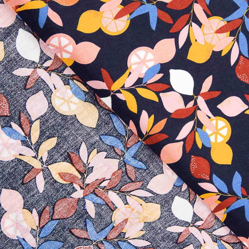 Baumwollpopeline Lemon Cotton Navy - Ribes y Casals