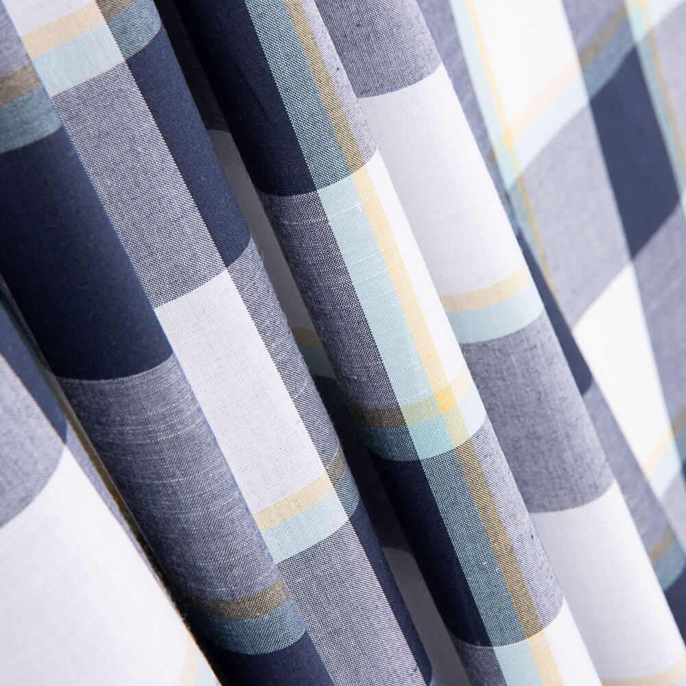Baumwolle Madras Square Blau - Ribes y Casals