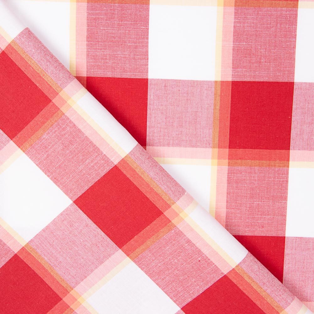 Baumwolle Madras Square Rot - Ribes y Casals