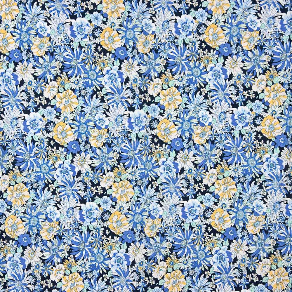 Baumwoll-Popeline Wildflower Blue Denim - Ribes y Casals