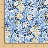 Baumwoll-Popeline Wildflower Blue Denim - Ribes y Casals