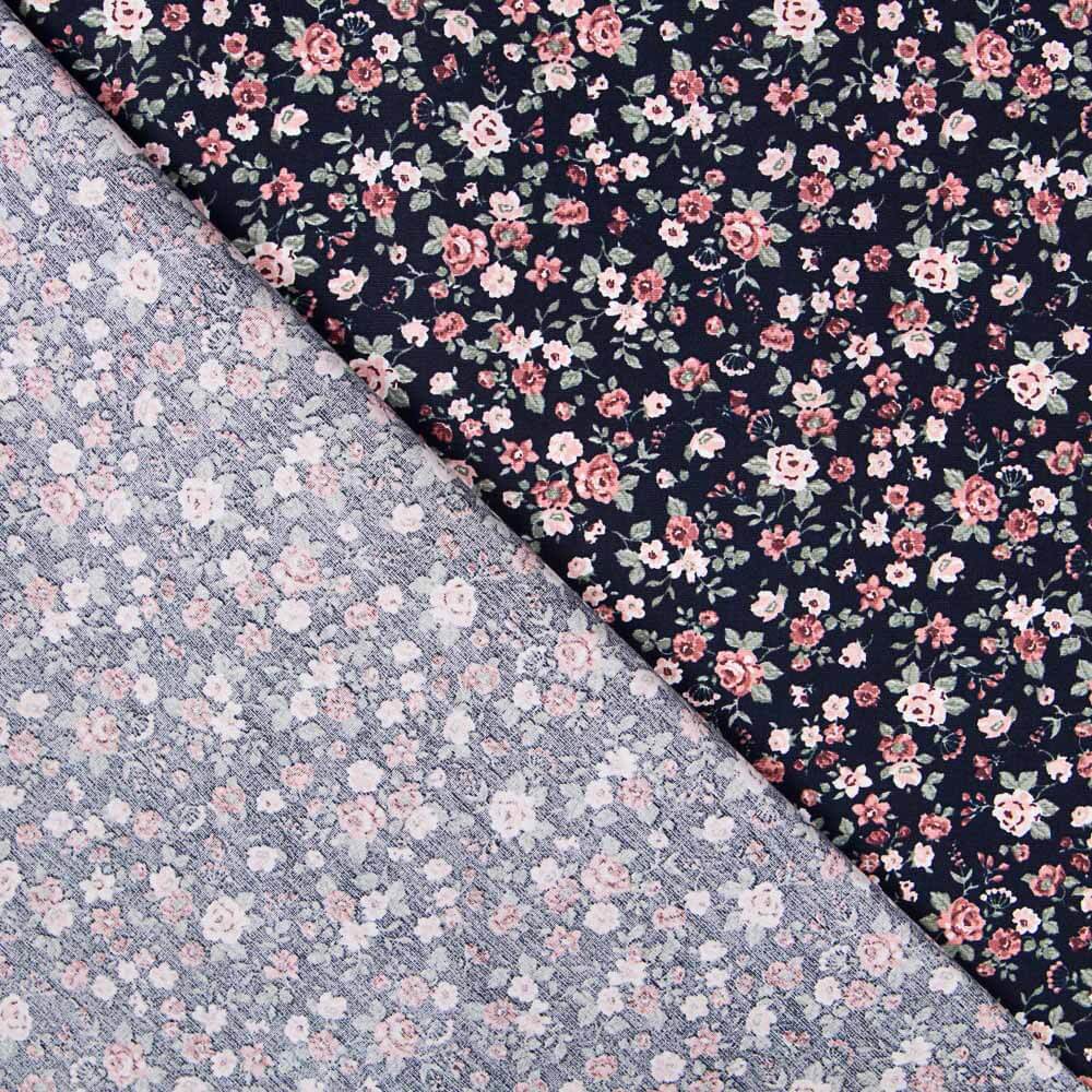 Baumwolle Romantische Blume Navy - Ribes y Casals
