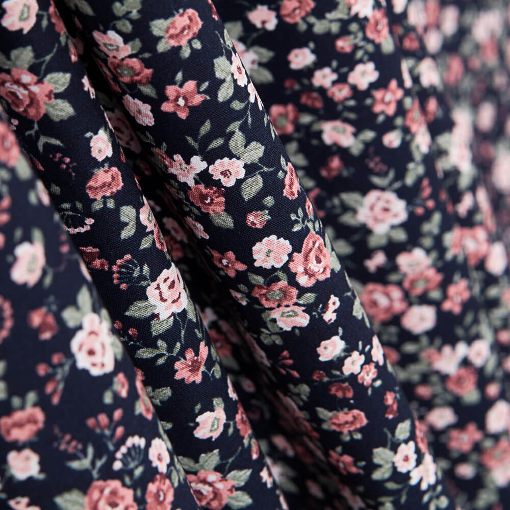 Baumwolle Romantische Blume Navy - Ribes y Casals