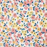 Blassgelbe Baumwoll-Popeline Blumen Blassgelb - Ribes y Casals