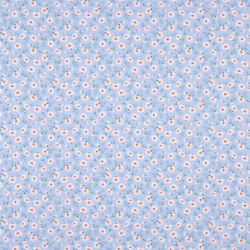 Bio-Baumwoll-Popeline Bio-Baumwolle Blumen Coni Blau - Ribes y Casals