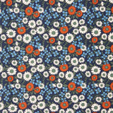 Baumwoll-Popeline Margaritas Navy - Ribes y Casals