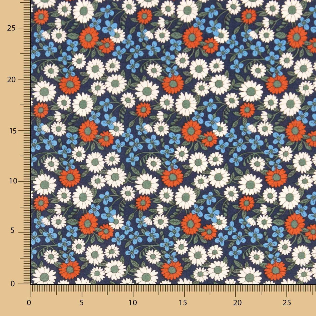Baumwoll-Popeline Margaritas Navy - Ribes y Casals