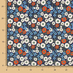 Baumwoll-Popeline Margaritas Navy - Ribes y Casals
