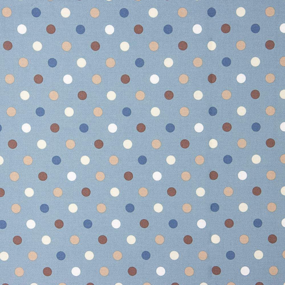 Baumwoll-Popeline Multi Dots Blau Denim - Ribes y Casals