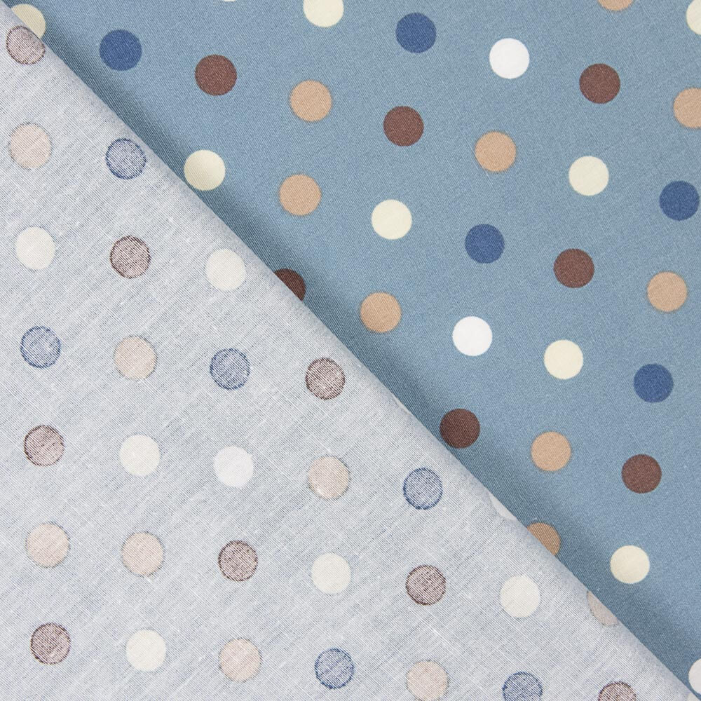 Baumwoll-Popeline Multi Dots Blau Denim - Ribes y Casals